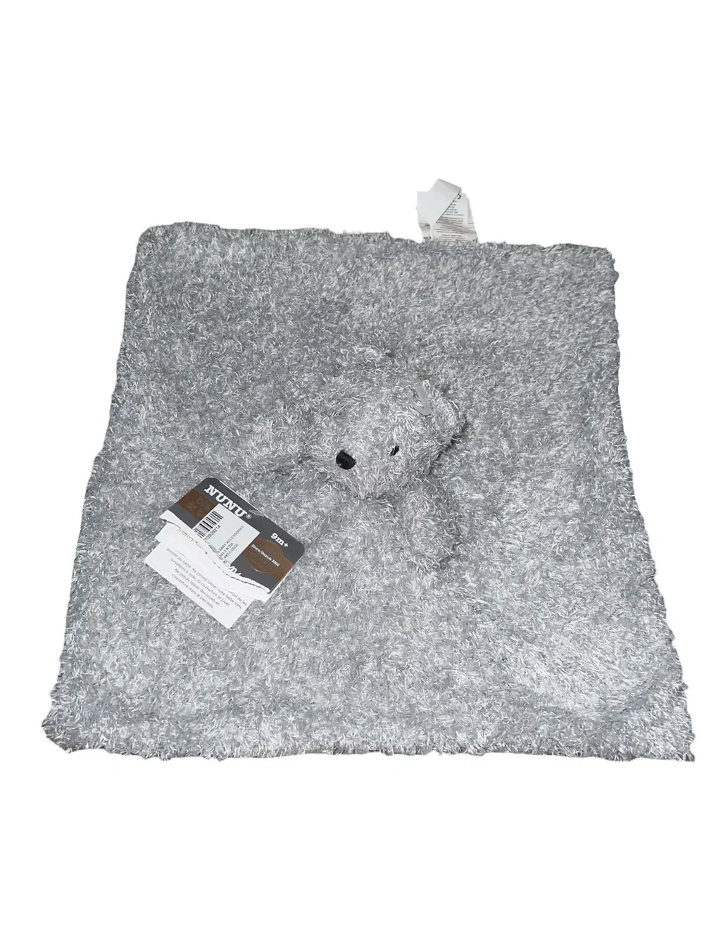 Blankets and Beyond  Lovey Shaggy Gray Bear Security Blanket  Nunu